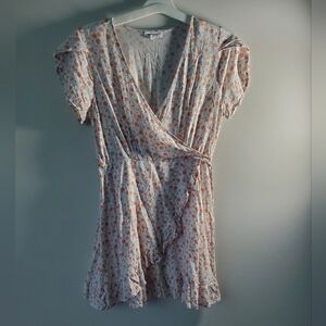 Stitch and Pine Faux Wrap Floral Dainty Ruffle Dress